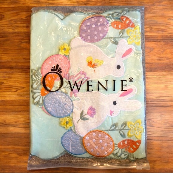 Owenie Easter Bunny Table Runner – 70” x 13” Embroidered Pastel Spring Decor NWT - Picture 6 of 7